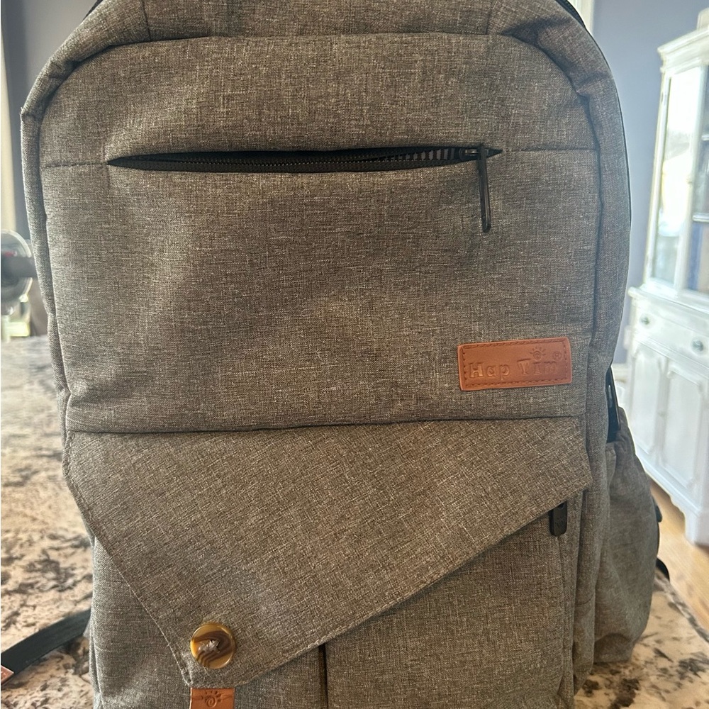 Gray Diaper-Bag Backpack
